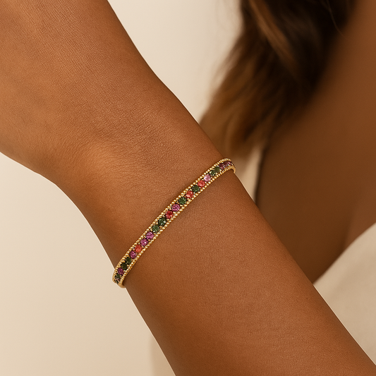 Armband Classic met gekleurde strass steentjes