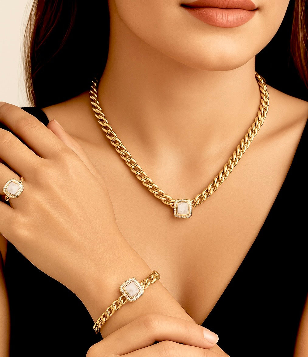 Set Luxury set met parelmoer detail