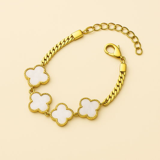 Minimalistische armband parelmoer bloemen