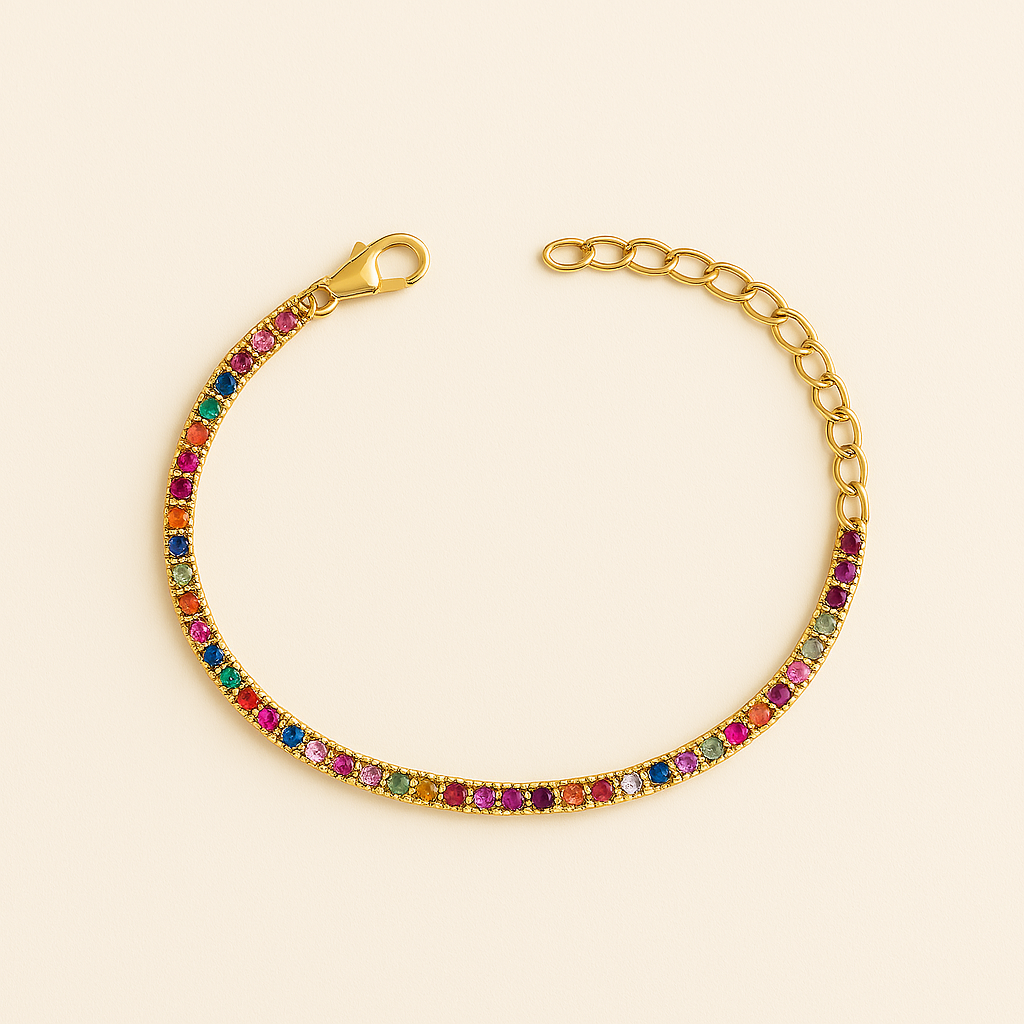 Armband Classic met gekleurde strass steentjes